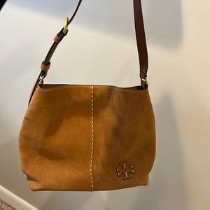 Tory Burch Brown Suede Tote Bag with Dust Bag